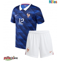 Camiseta Francia Bradley Barcola #12 Primera Equipación para niños Mundial 2026 manga corta (+ pantalones cortos)